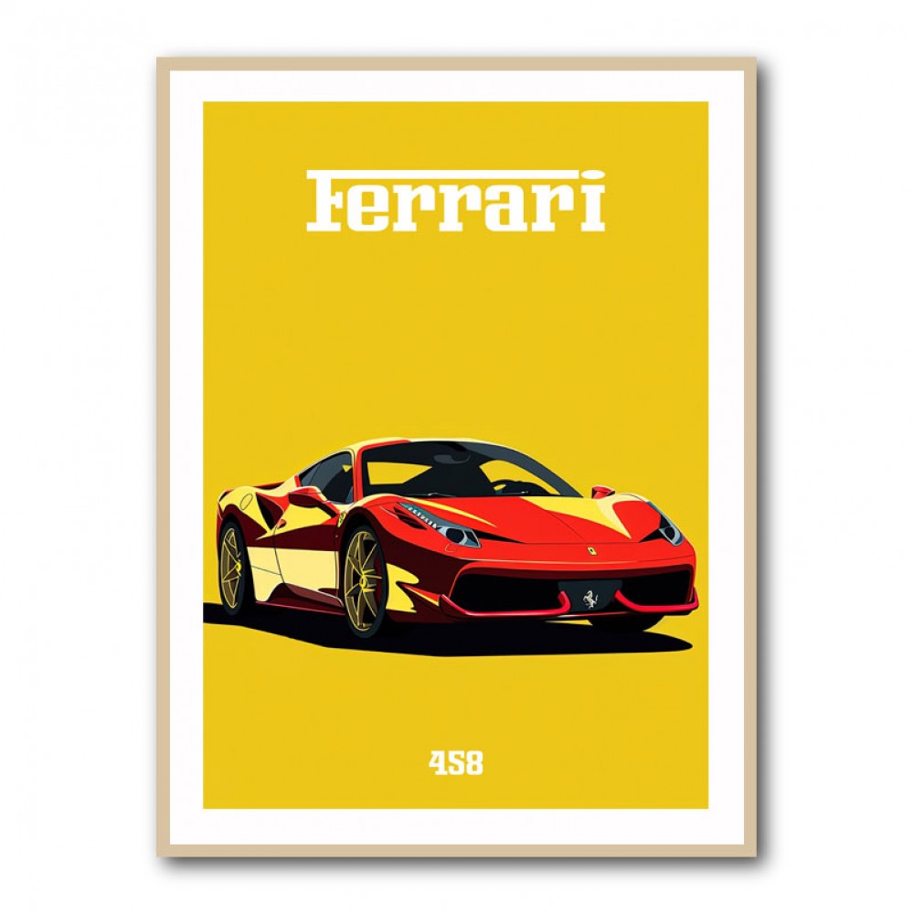 Yellow Ferrari' Poster, picture, metal print, paint by Aiden
